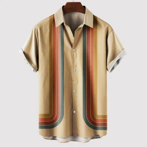 Camisa retro de verano de manga corta para hombre