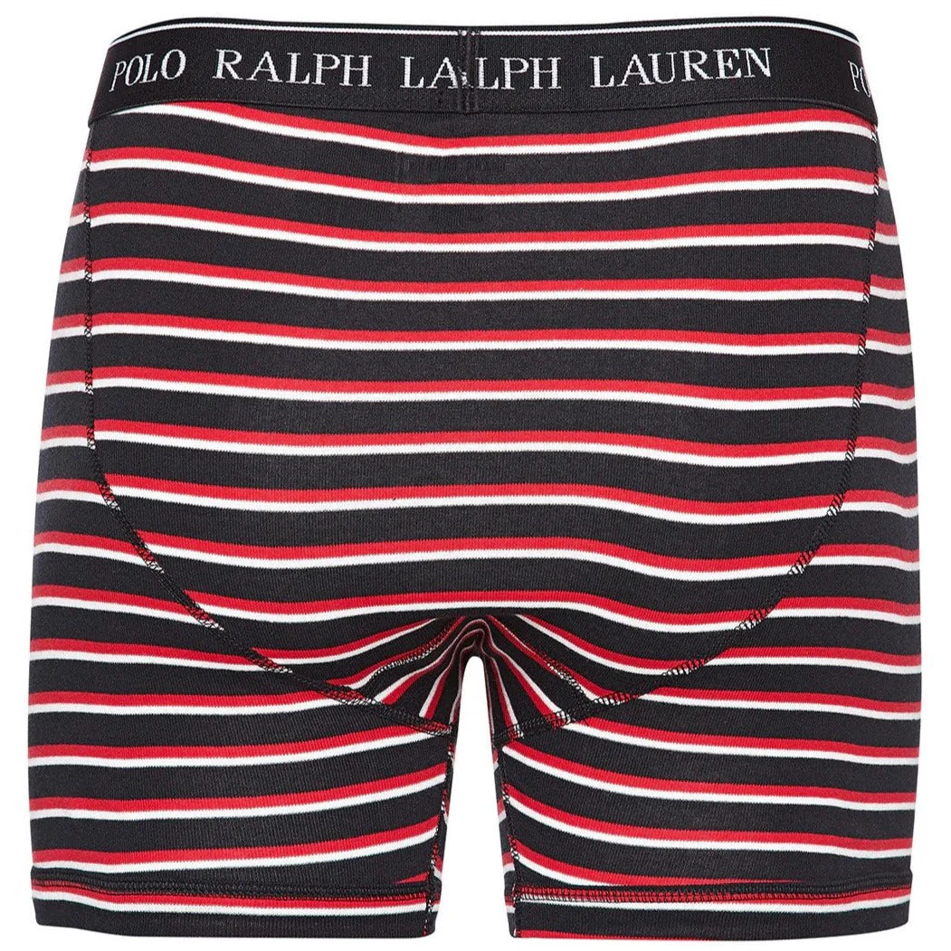 Paquete de 3 Boxer Briefs Polo Ralph Lauren 🏇🏼 Classic Fit Tela algodón stretch color rojo, negro y de rayas Talla S - Imagen 4
