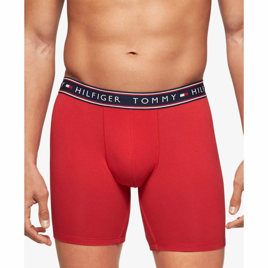 Paquete de 4 Boxer Briefs Tommy Hilfiger 🇺🇸 Tela algodón stretch color rojo, gris y negro Talla M - Imagen 7